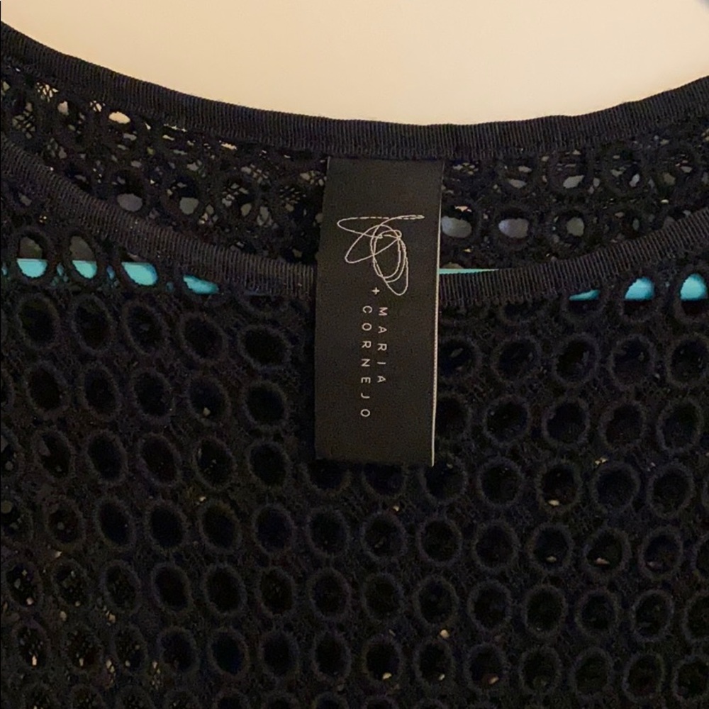 Zero + Mario Cornejo Navy Eyelet L/S top Size M - Picture 3 of 5